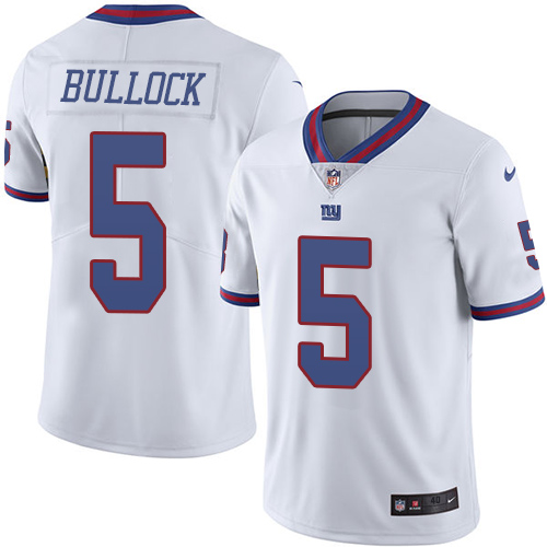 Men's Elite Randy Bullock Nike Jersey White - #5 Rush NFL New York Giants